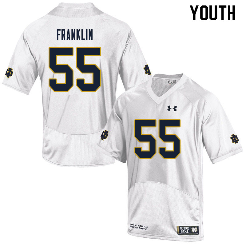 Youth #55 Ja'Mion Franklin Notre Dame Fighting Irish College Football Jerseys Sale-White - Click Image to Close